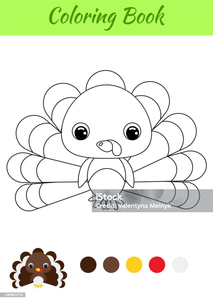 Coloring book little baby turkey coloring page for kids educational activity for preschool years kids and toddlers with cute animal black and white vector stock illustration stock illustration