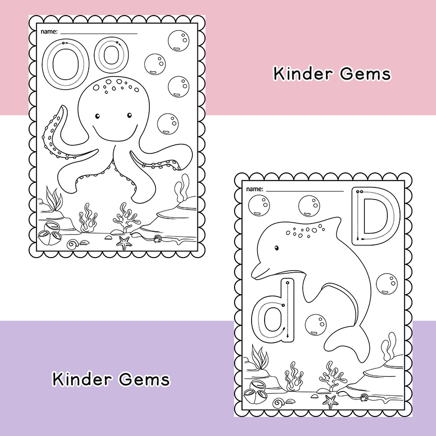 Under the sea coloring pages tracing letters kindergarten preschool made by teachers