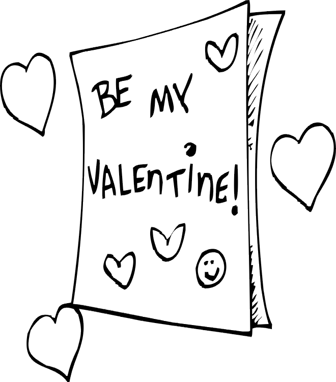 Valentine coloring page a be my valentine card