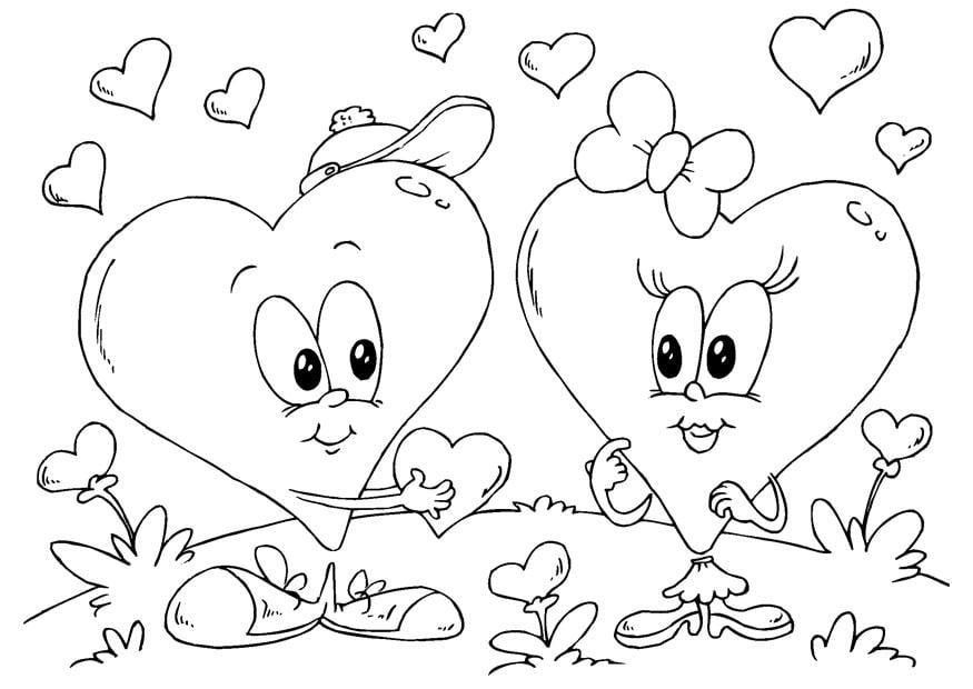 Coloring page valentine hearts