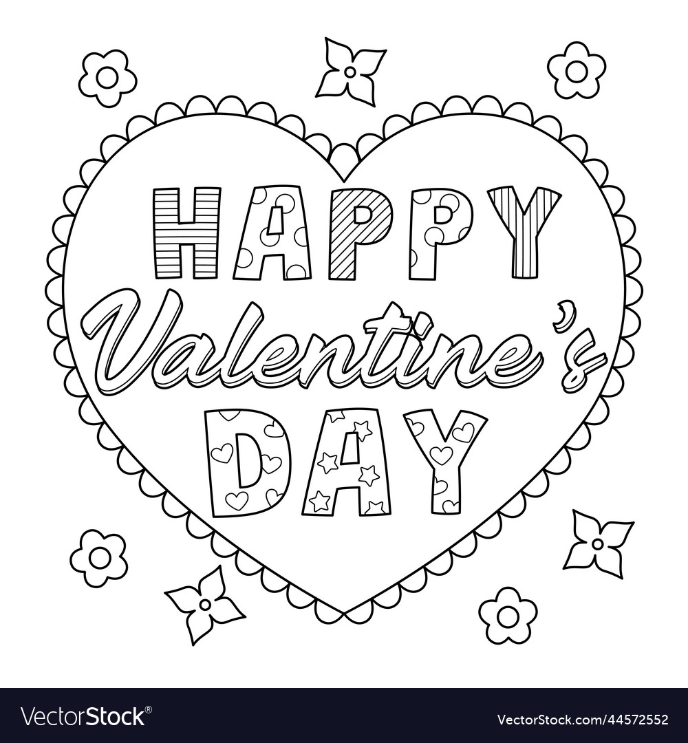 Happy valentines day coloring page for kids vector image