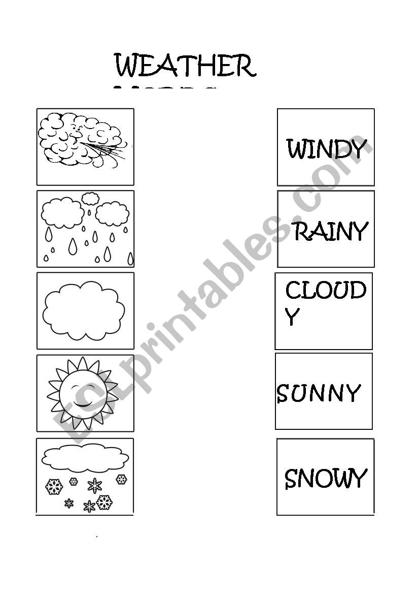 Weather words coloring page