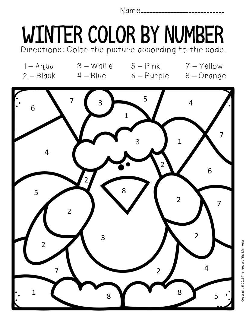 Color by number winter preschool worksheets winter preschool preschool winter worksheets preschool worksheets