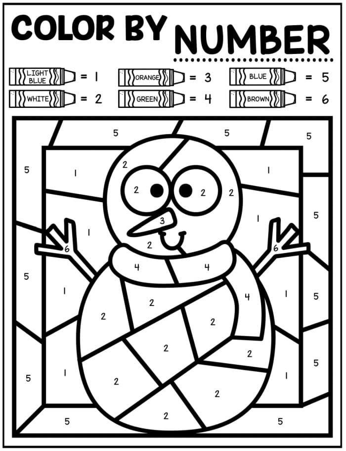 Free winter color by number coloring pages christmas color by number christmas worksheets color by number printable