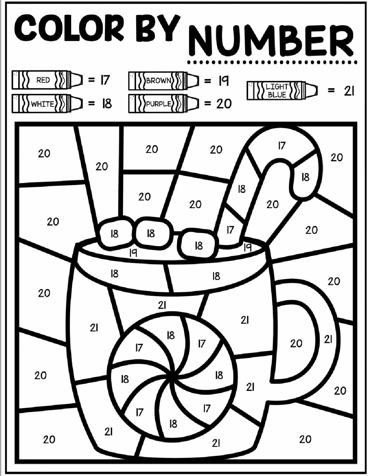 Winter color by number pages