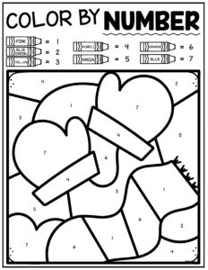 Free color by number winter worksheets
