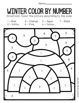Color by number winter preschool worksheets by the keeper of the memories