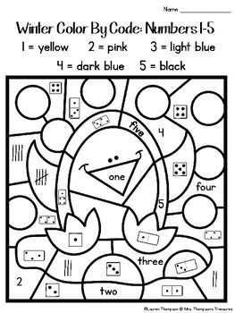 Winter coloring pages color by code kindergarten kindergarten fun kindergarten kindergarten math