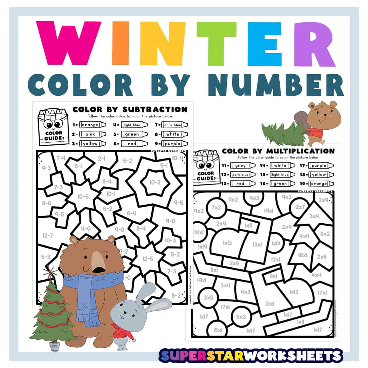 Winter color by number