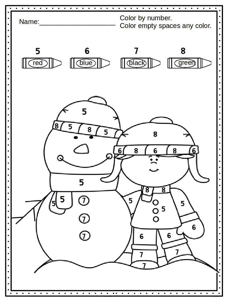 Preschool winter by number coloring pages