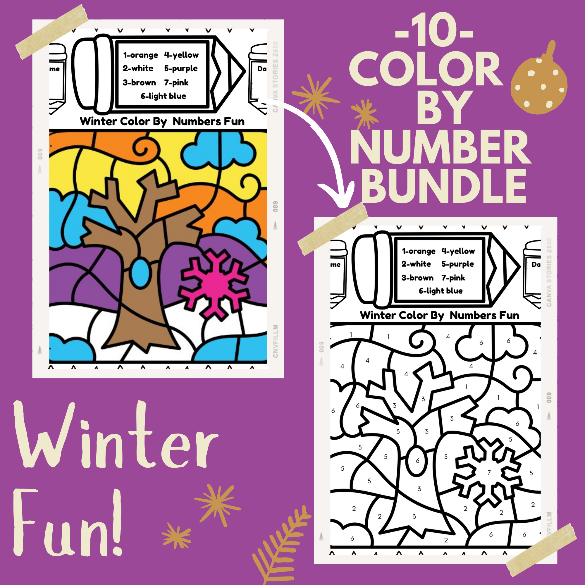 Winter coloring color by number winter activity color by number kindergarten made by teachers