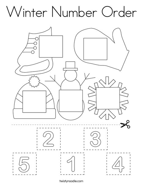 Winter number order coloring page