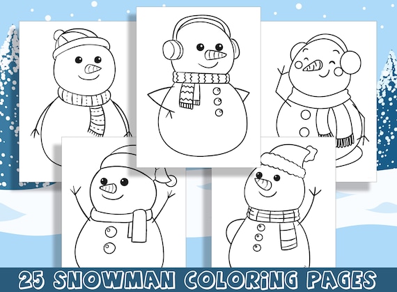 Adorable snowman coloring pages for preschool and kindergarten pdf file instant download