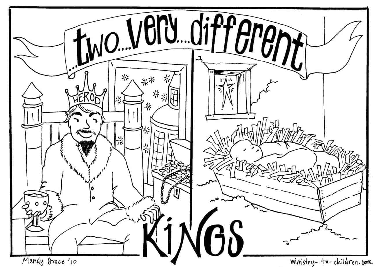 Coloring page two very different kings herod vs jesus