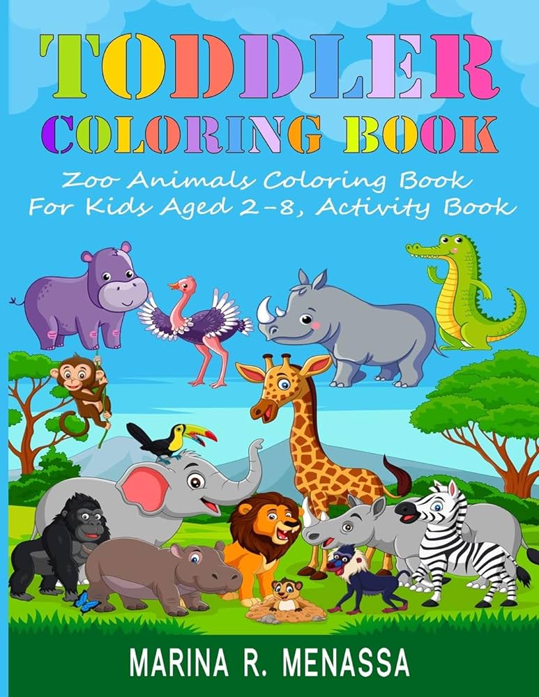 Toddler coloring book zoo animals coloring book for kids aged