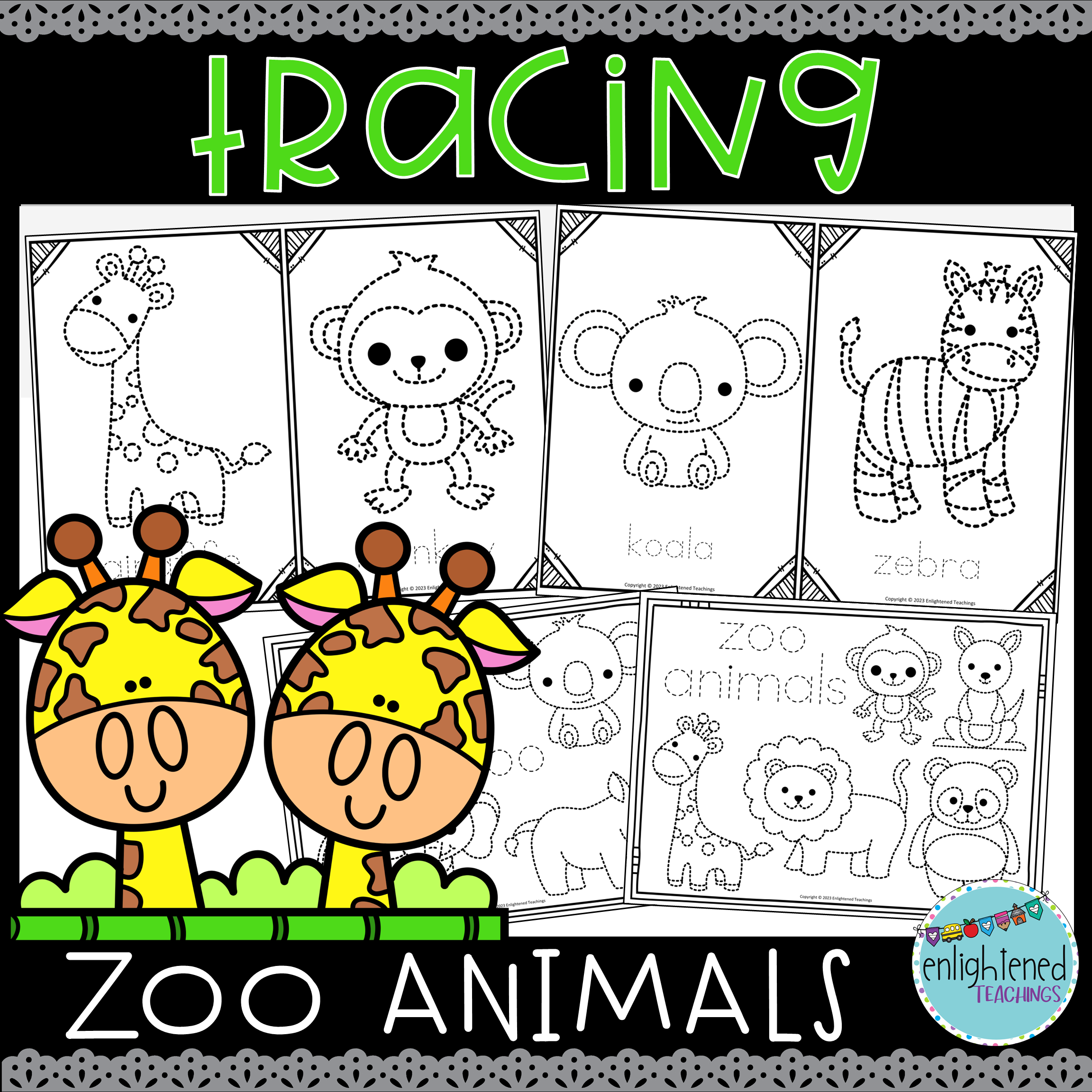 Zoo animals tracing worksheets fine motor activity zoo animals prewriting worksheets made by teachers