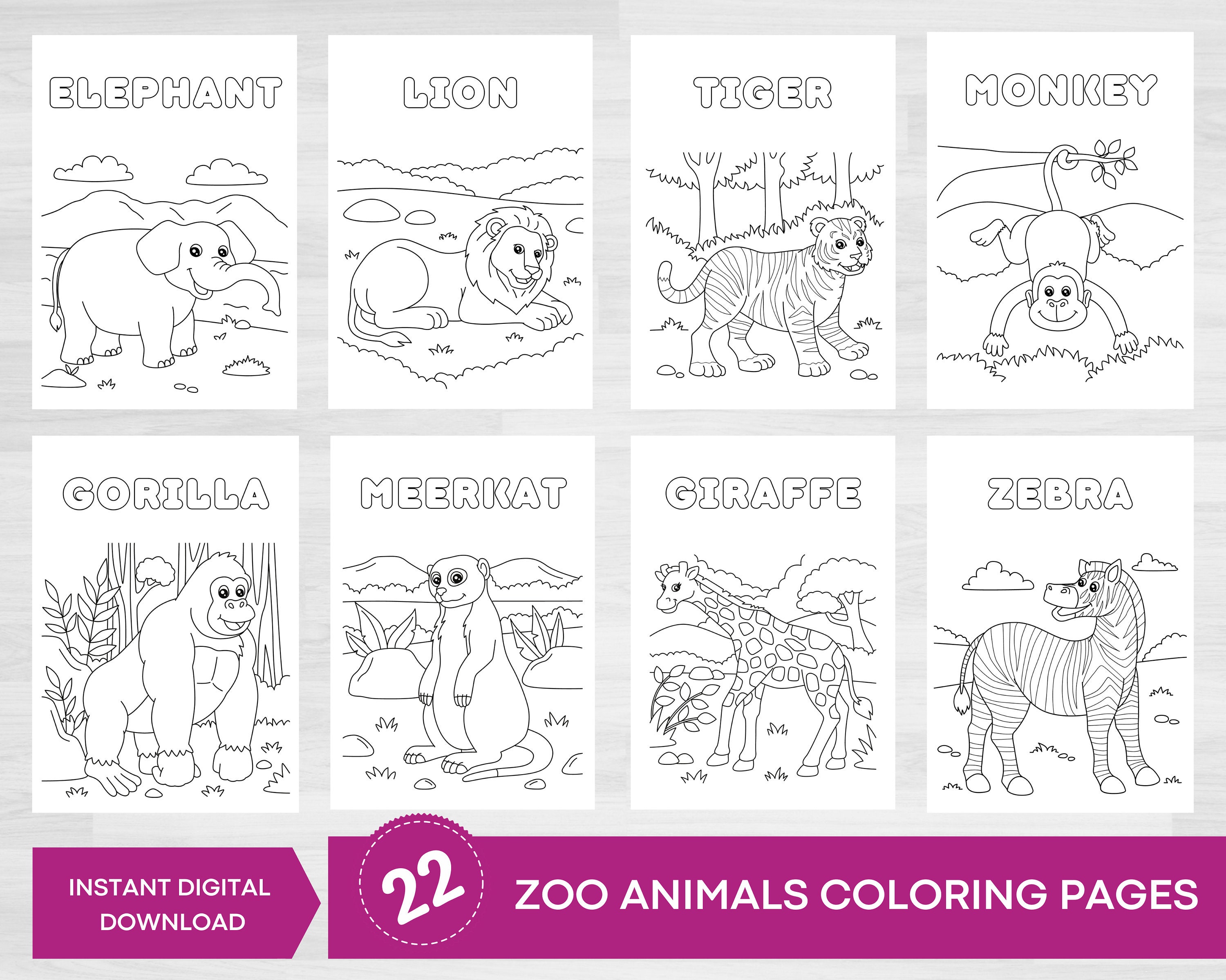 Zoo animals coloring pages animal coloring pages animal coloring safari animals coloring book for kids party activities coloring