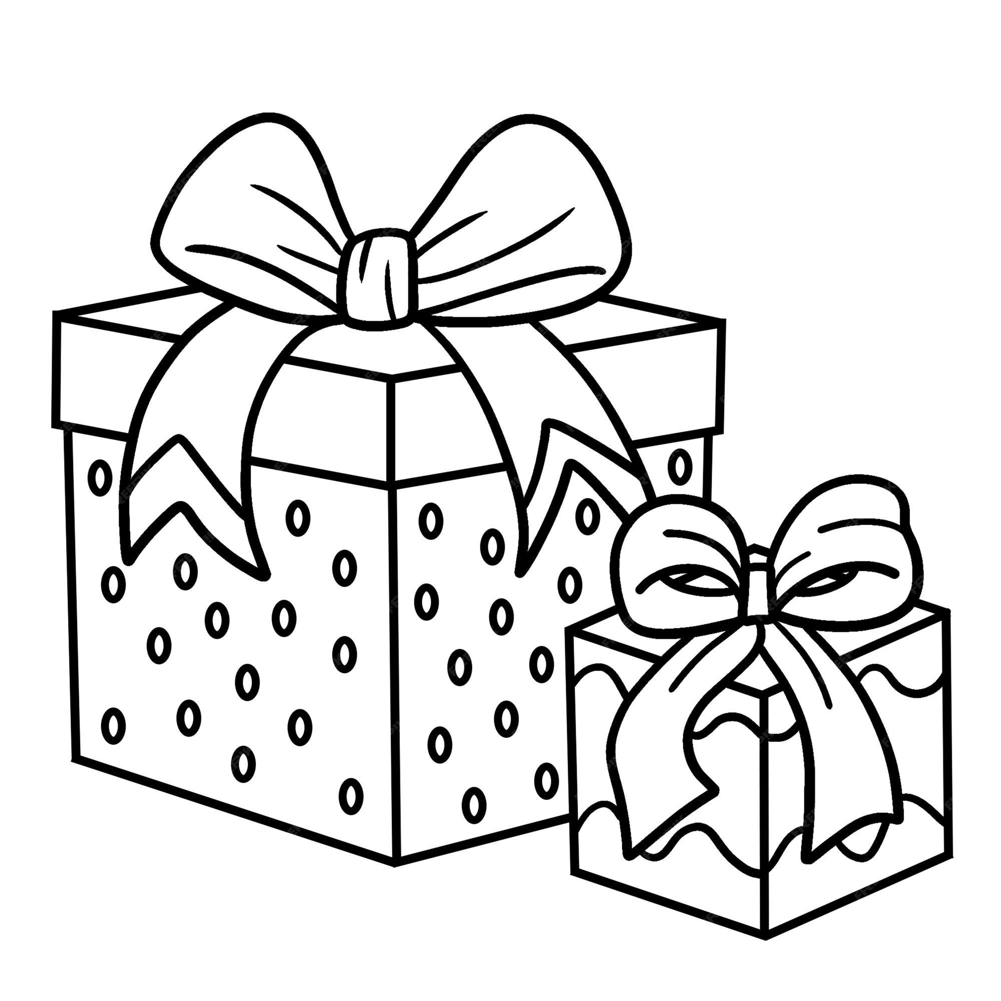 Printable gift box coloring page images