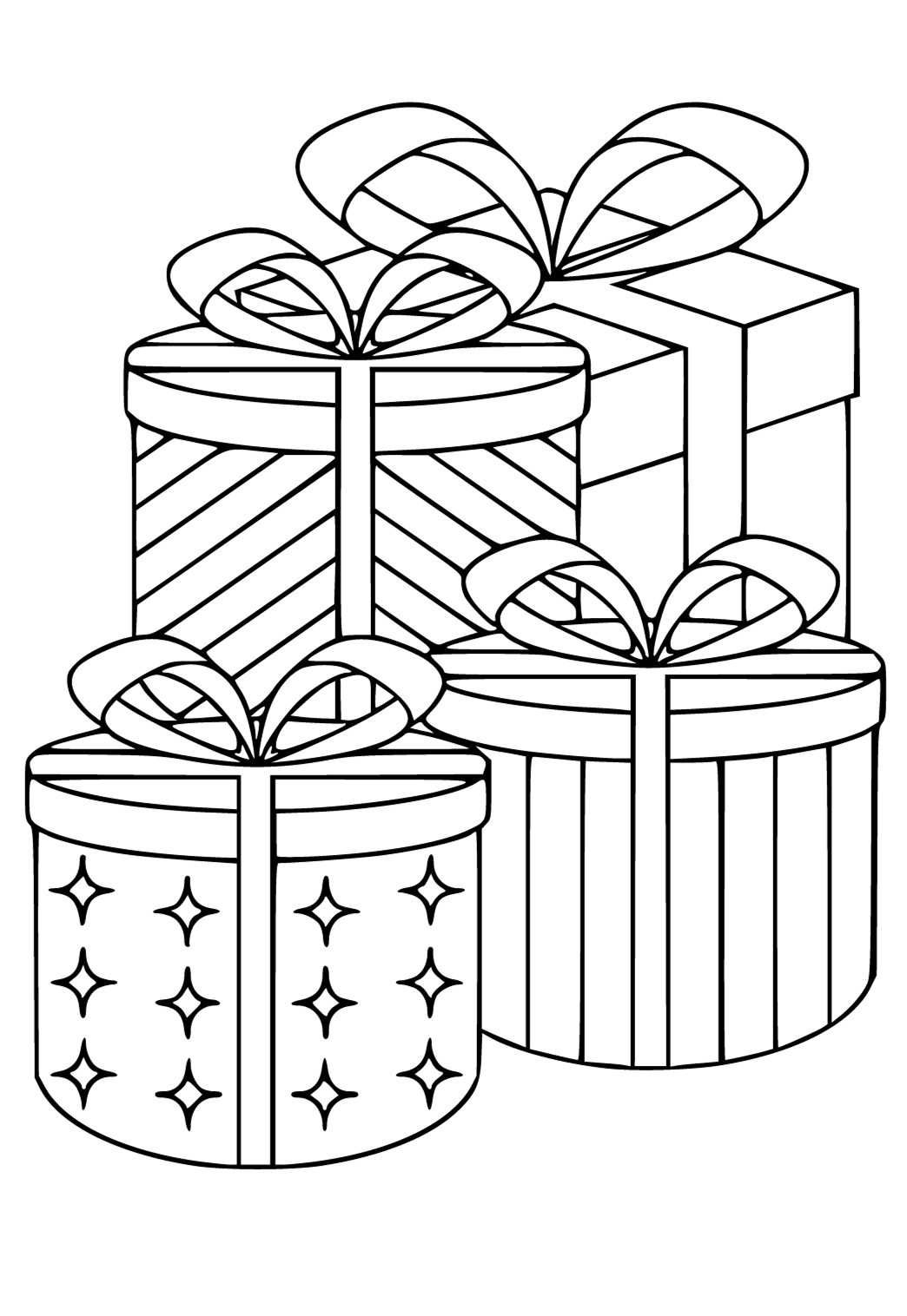 Free printable present various coloring page for adults and kids