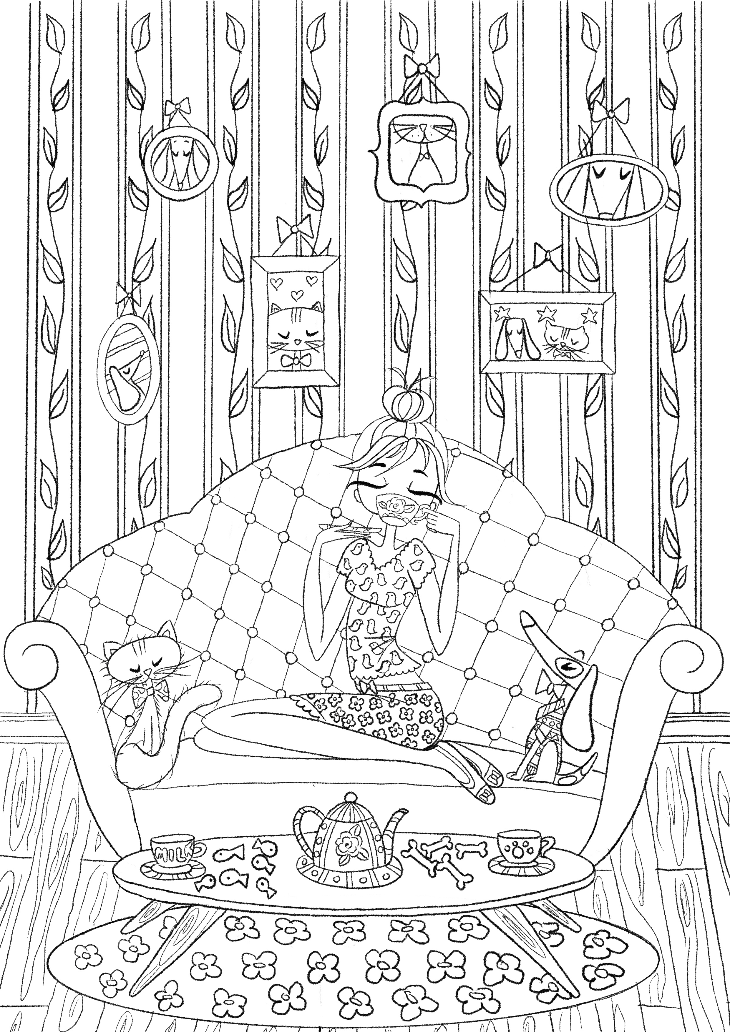 Download free coloring page illustration woman