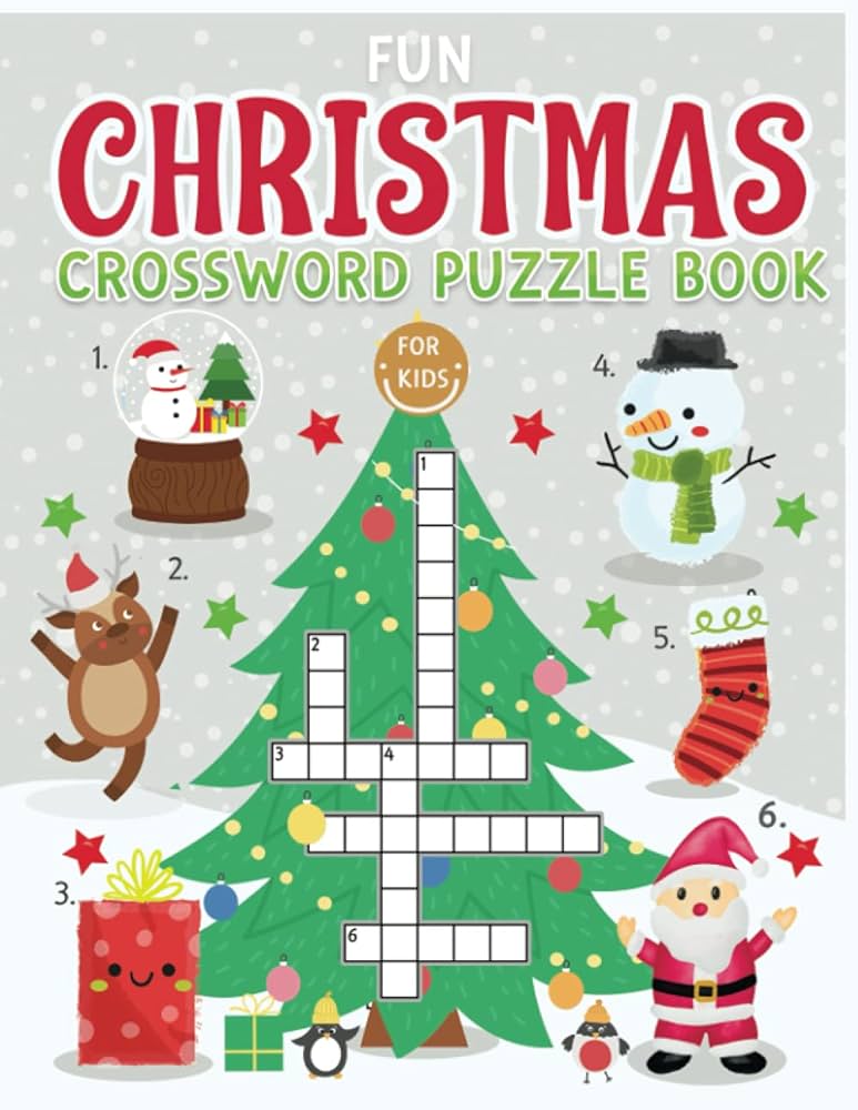 Fun christmas crossword puzzle book for kids christmas themed word puzzle activity book for clever childrens kiddo press jane books