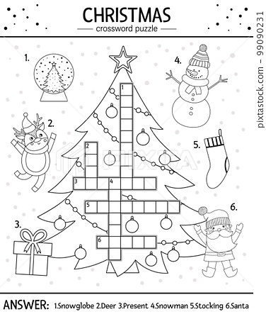 Vector christmas black and white crossword