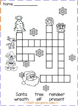 Free christmas word crossword puzzle for kids fun and educational activity