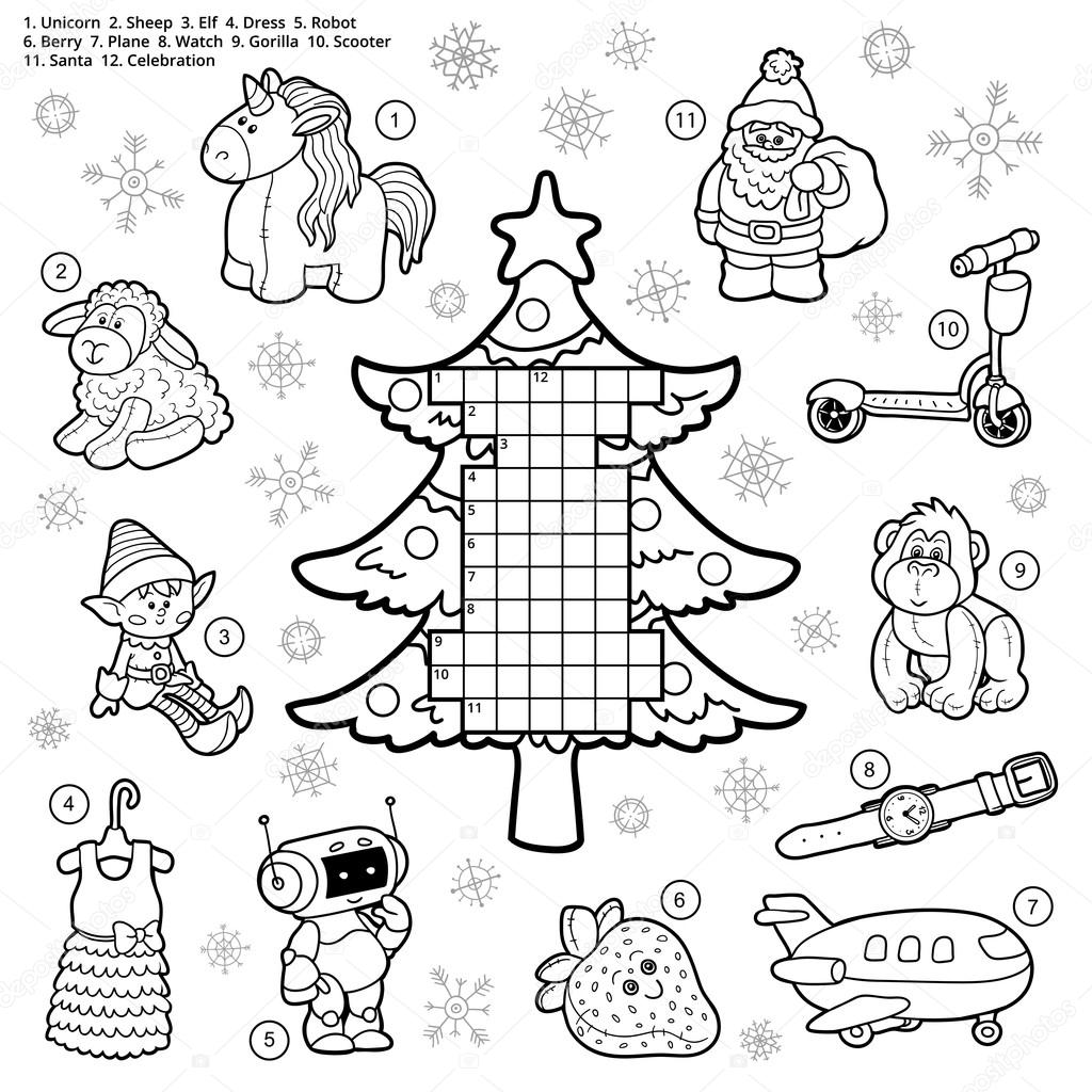 Vector crossword education game for children about christmas pr stock vector by ksenyasavva