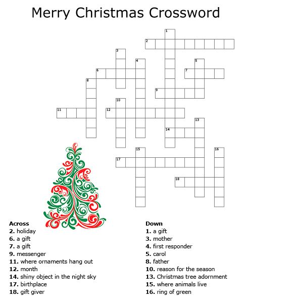 Christmas crossword puzzles