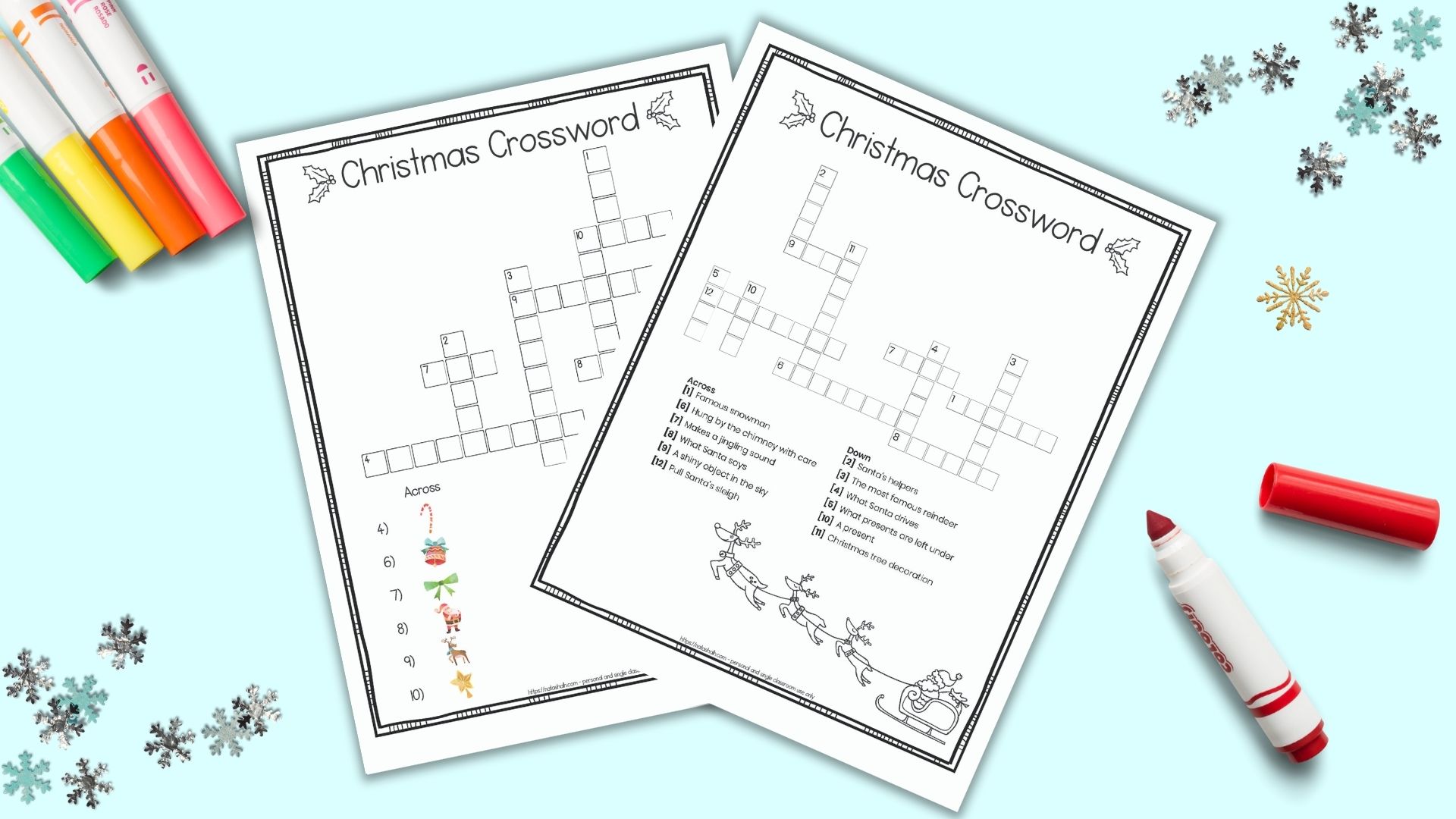 Free printable christmas crossword puzzles with answer key