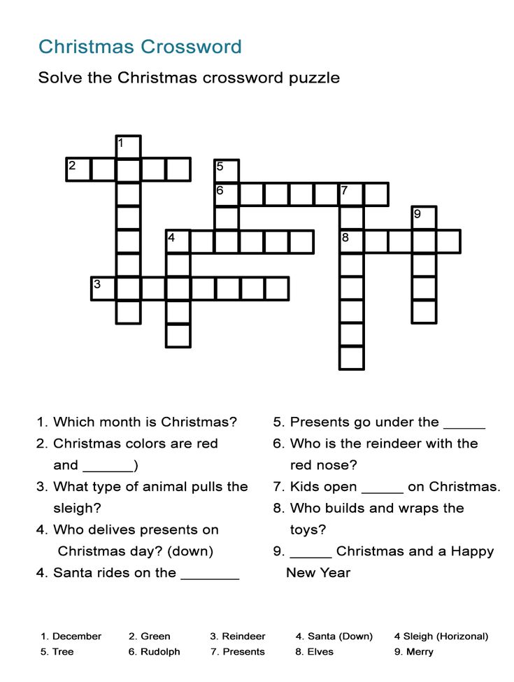 Christmas crossword puzzles