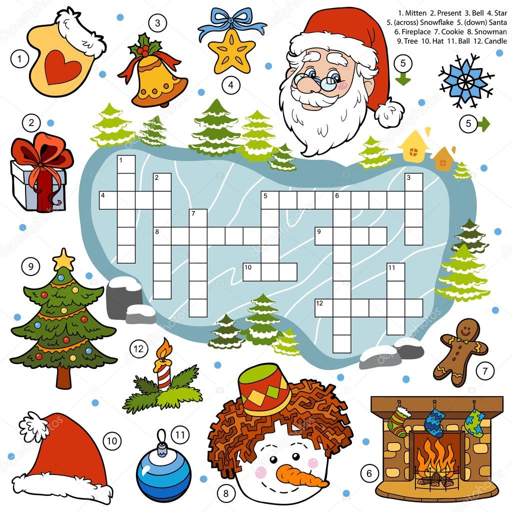 Color crossword education game for children about christmas stock vector by ksenyasavva