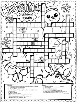 Christmas crossword puzzle coloring sheet by art with ms c tpt