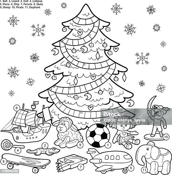 Vector colorless crossword education game about christmas presents stock illustration