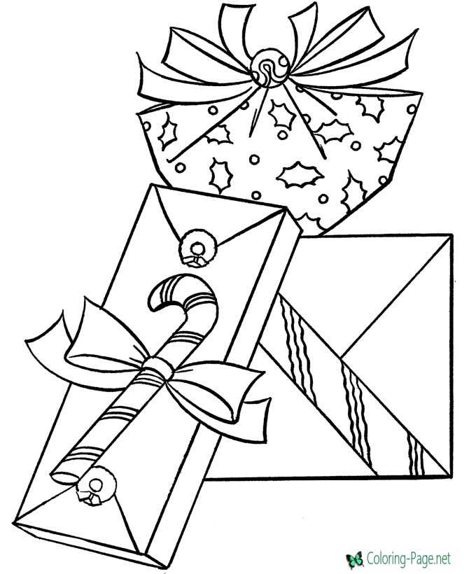 Printable christmas presents coloring page