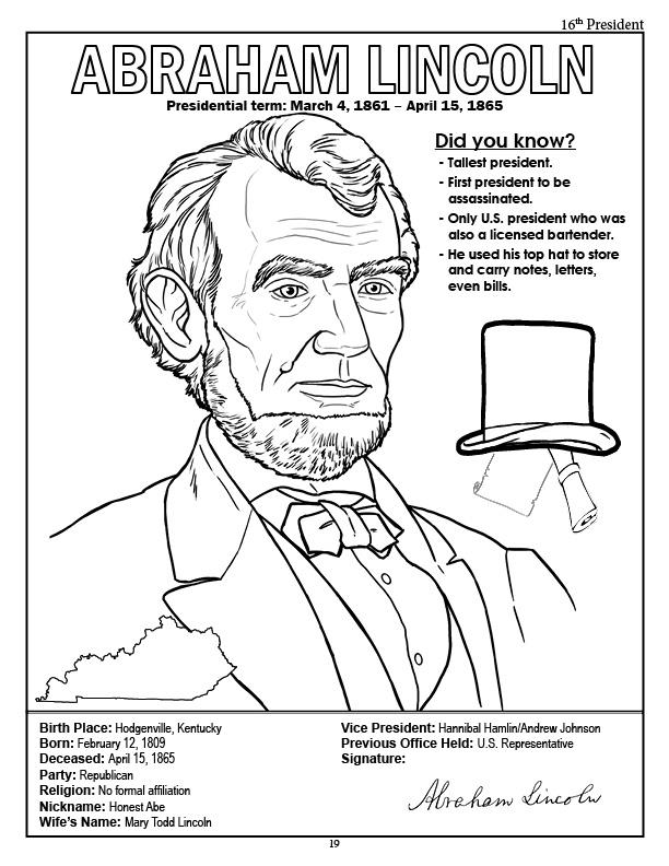 American presidents coloring book x