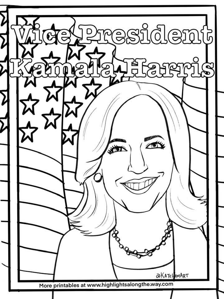 Vice president kamala harris coloring page instant download