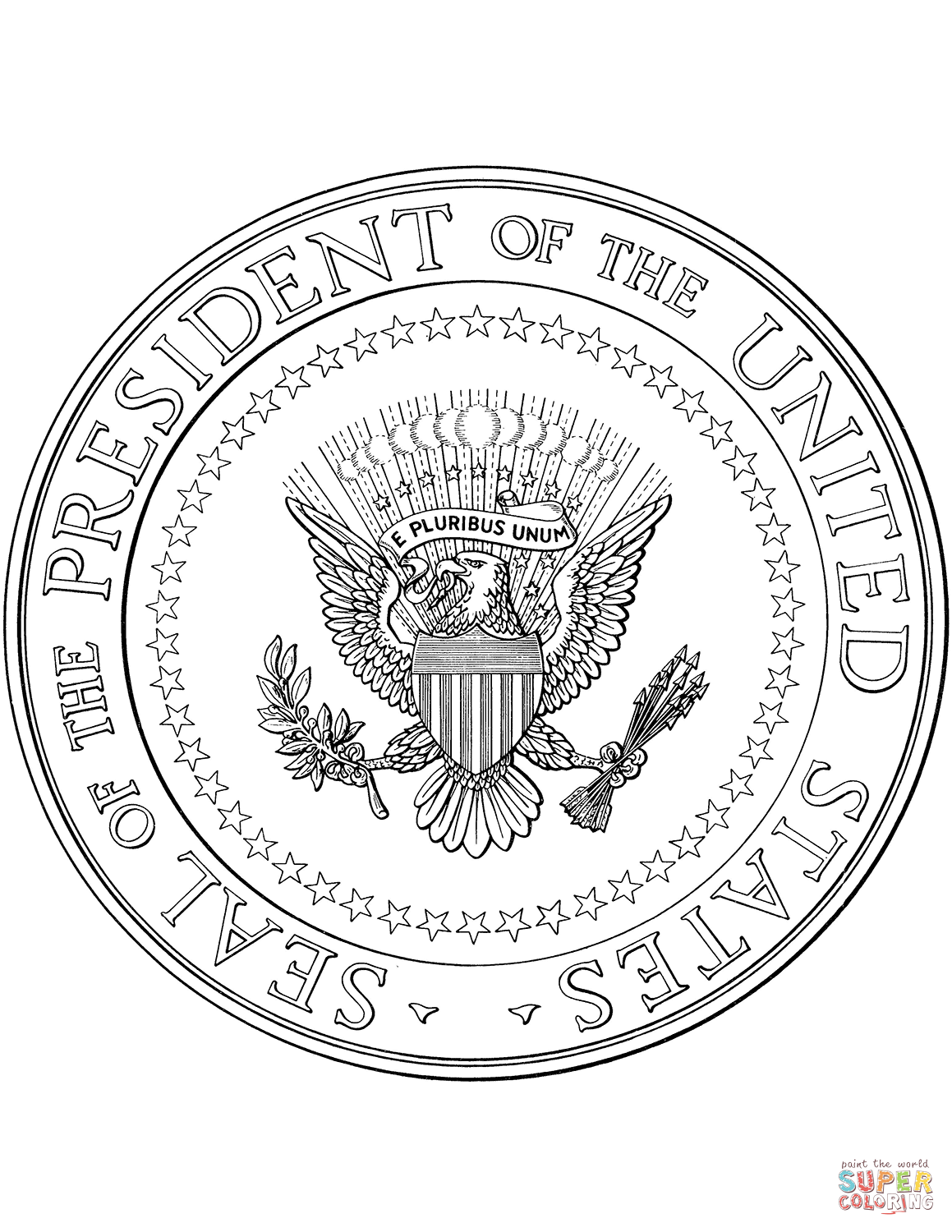 Us presidential seal coloring page free printable coloring pages