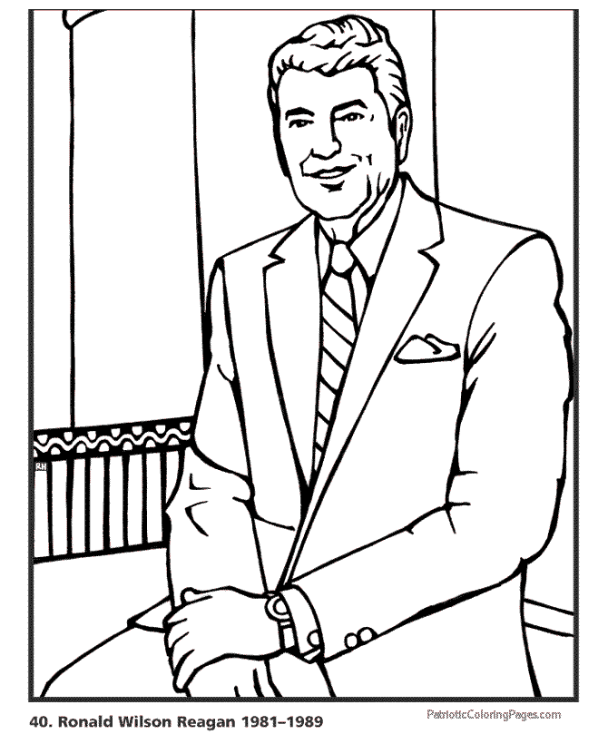 President ronald reagan coloring page