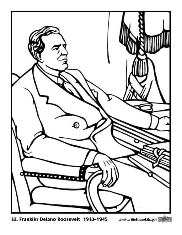 Coloring page franklin delano roosevelt