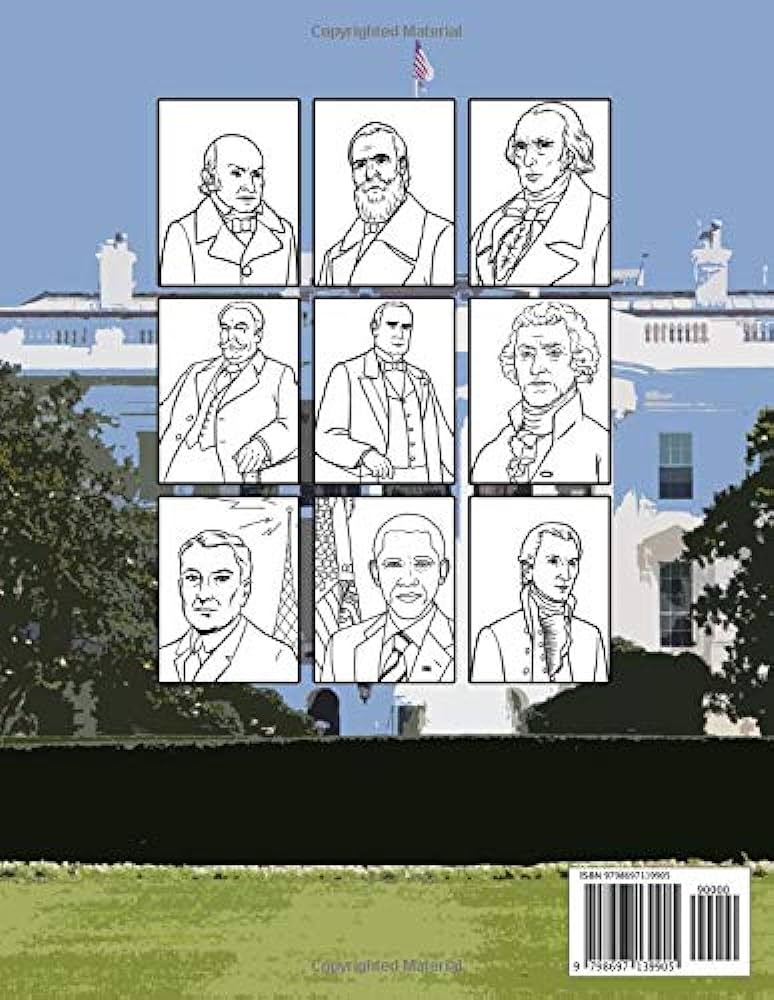 The presidents coloring book coloring pages exclusive artistic illustrations oona kaplan books