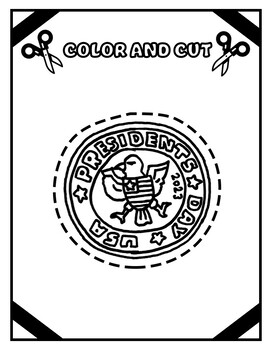 Presidents day scissors skills cutting practice coloring pages activities