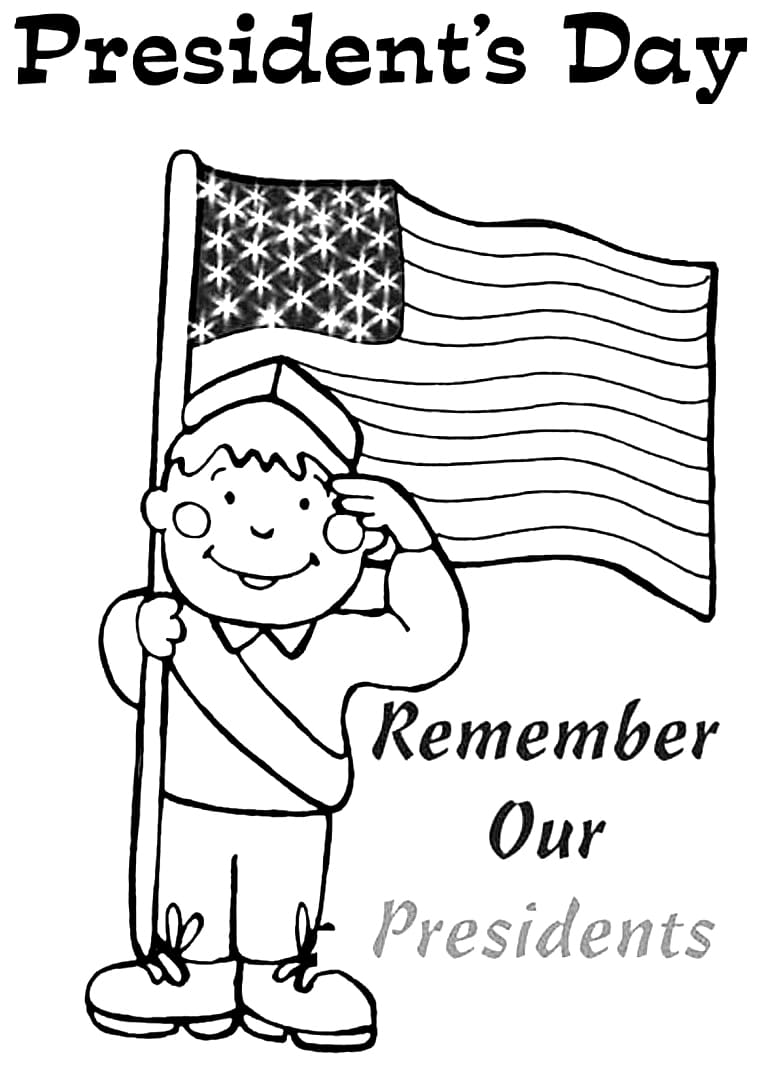 Boy and presidents day coloring page