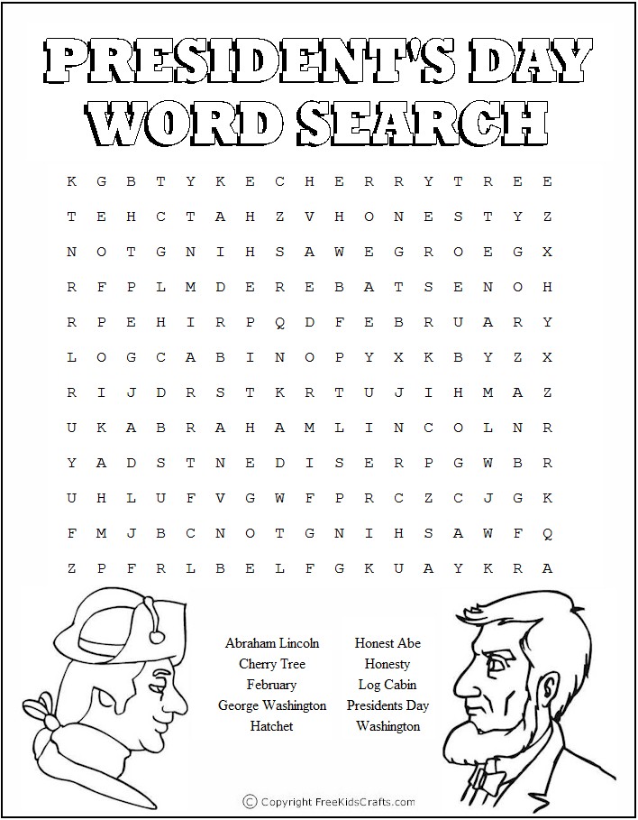 Printable presidents day word puzzles