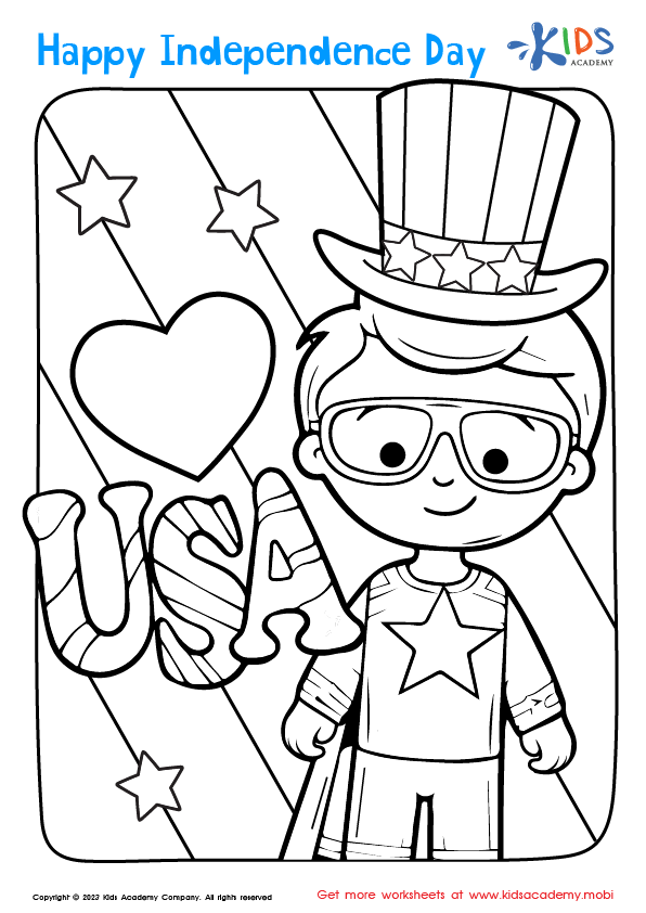 Free independence day boy coloring page