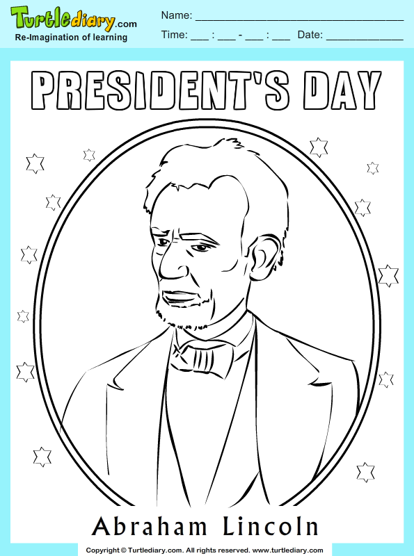 Abraham lincoln coloring sheet turtle diary