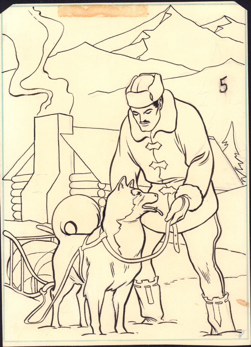 Sergeant preston of the yukon with dog called king coloring book art