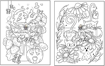 Happy halloween coloring book an adult coloring book featuring fun and easy halloween designs with relaxing flowers cute animals pumpkins and much more cafe coloring book books