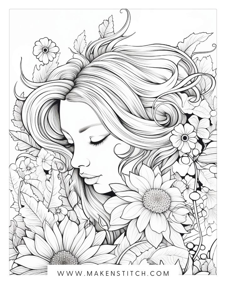 Flower coloring pages for kids and adults free printables