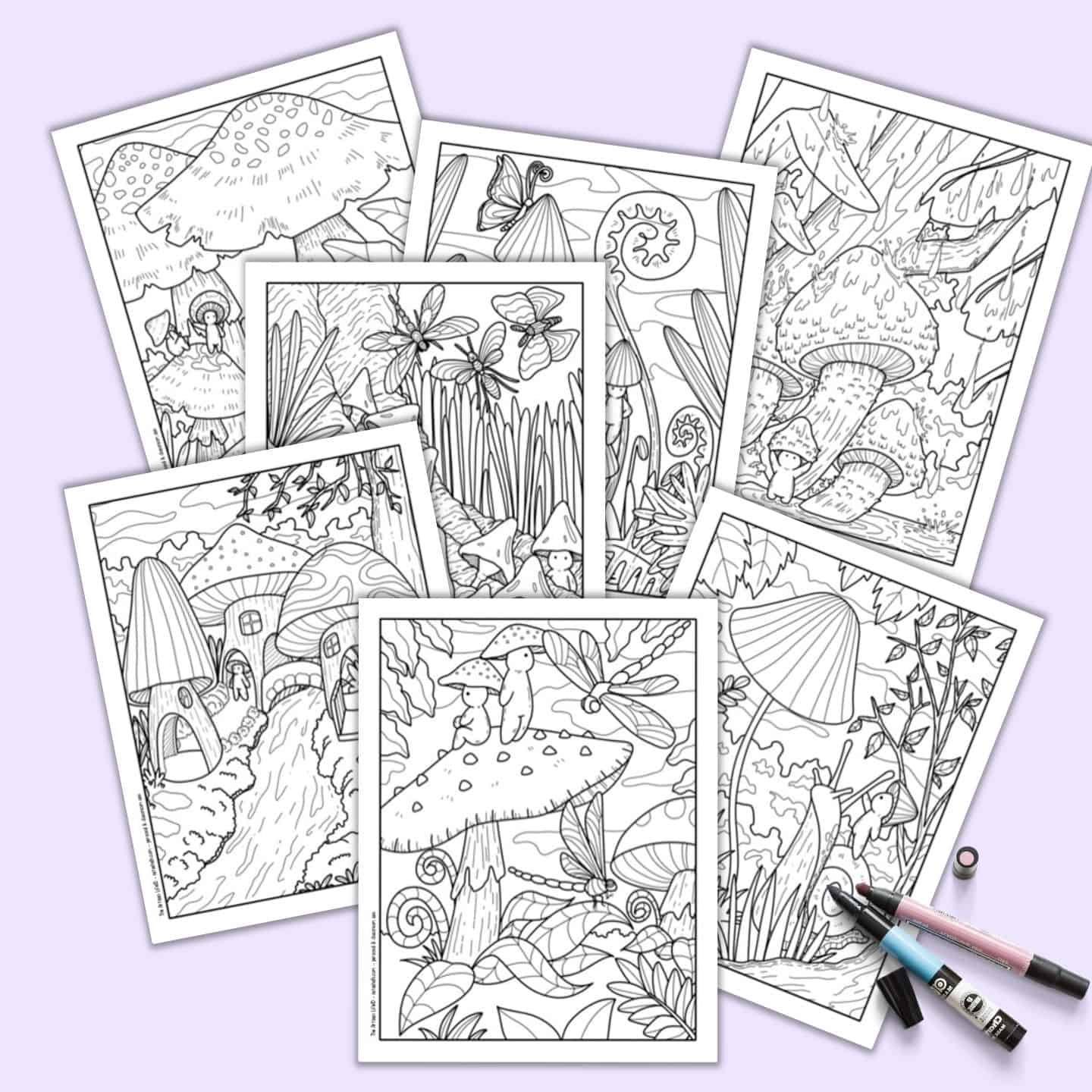 Free printable cute forest mushroom coloring pages